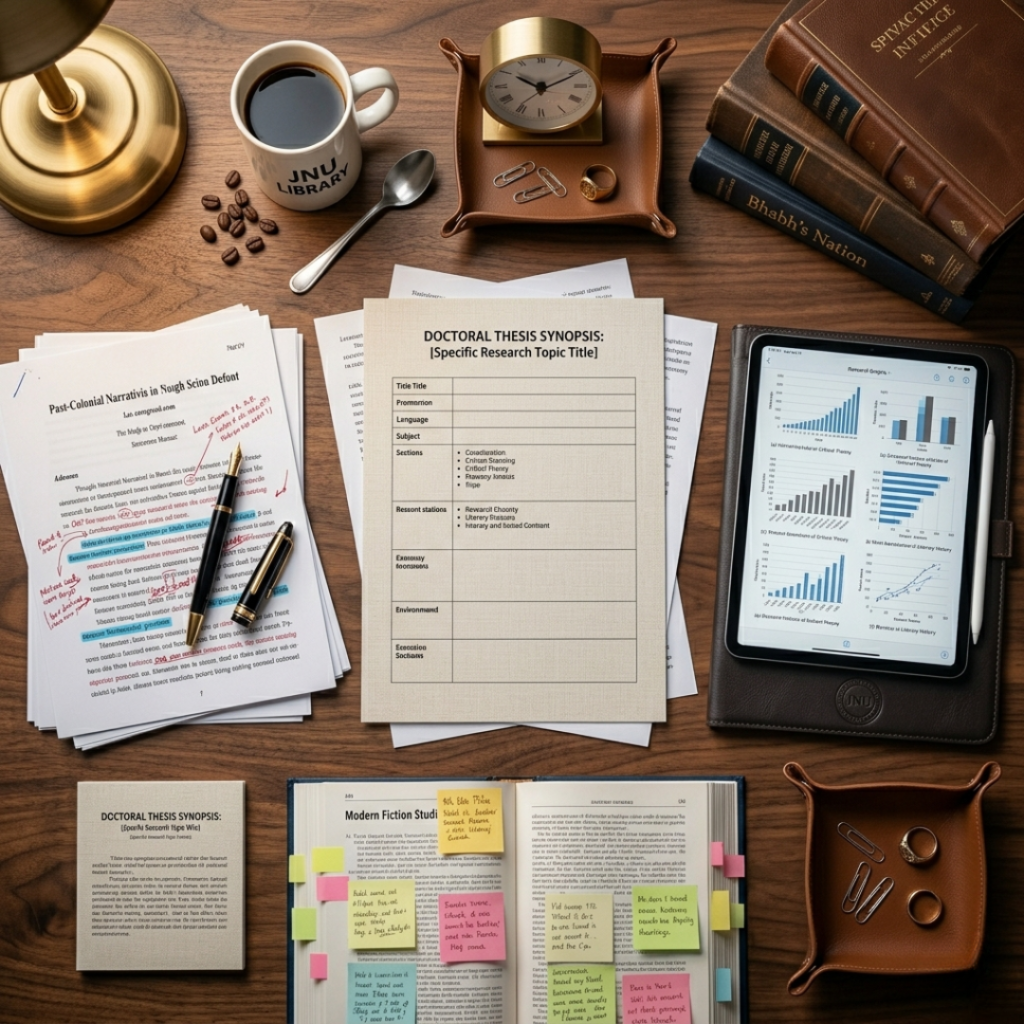 Premium thesis synopsis workspace setup for students
